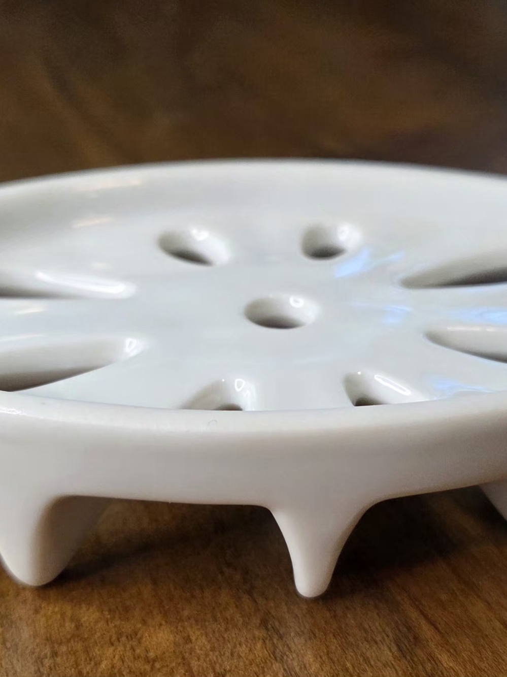 Vintage White Porcelain Draining Soap Dish Insert - Footed Ceramic Soap Saver